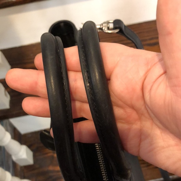 REBECCA MINKOFF Black Leather Two Top Handle Cross Body w Adjustable Strap - Picture 10 of 17